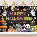 Halloween Banner Backdrop 10x8FT Kid-Friendly Ghost Pumpkin Party Decor