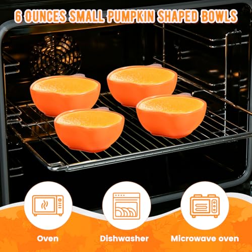 Ceramic Pumpkin Bowls Set of 12 - Small Fall Ramekins for Halloween & Thanksgiving