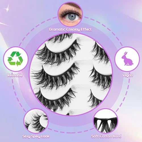 Fluffy Crisscross Wispy Lashes Wet Look D Curl False Eyelashes - 10 Pairs, Natural Volume, Reusable