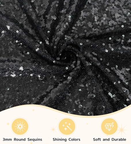 60x120 Inch Black Sequin Tablecloth for Party Wedding Event Banquet - Rectangular
