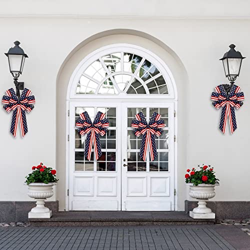 Patriotic Wreath Bows 4 Pack - Red White Blue Stars American Flag Decor