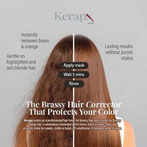 Kerapx Brass-Free Hydration Hair Mask – Deep Moisture & Repair Treatment for Dry, Damaged, Frizzy or Color-Treated Hair – Softness, Shine & Strengthening 4.76 fl oz