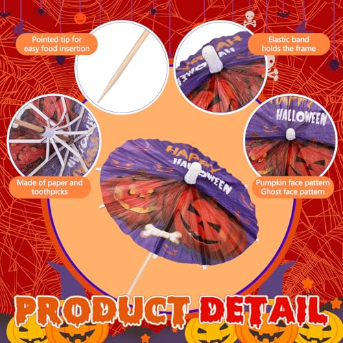 Halloween Drink Umbrellas Cocktail Picks 100 Pcs - Classic Variation