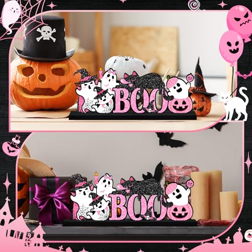 Halloween Pink Table Decorations Centerpiece - Pink Ghosts Metal Sign