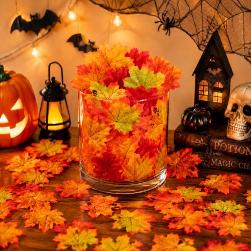 Fake Fall Leaves Foliage - 400pcs Maple Leaf Decor in Green - Autumn DIY Crafts & Decor