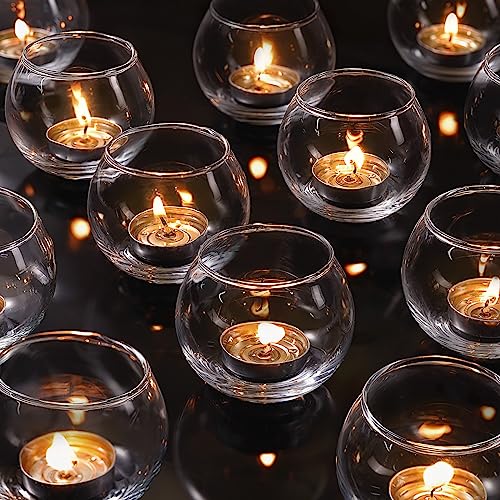 Clear Glass Candle Holders Set of 36 - Votive & Tealight Holders for Wedding & Party Decor - Variation: 36 Clear