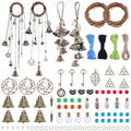 Witch Bell Wind Chime Decoration Set with Wreath & Charms - Style 3