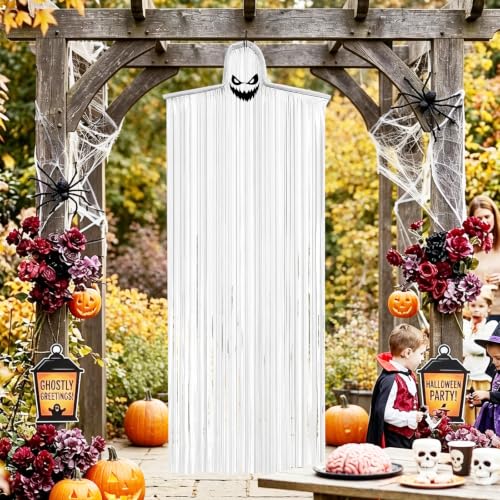Halloween Ghost Hanging Decorations - DIY Interchangeable Horror Faces, Indoor & Outdoor, 78.7 Inches