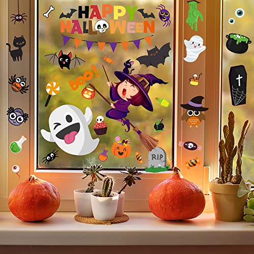 6 Sheet Halloween Window Clings - Cute Spooky Stickers for Kids & Home Decor