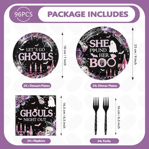 Halloween Ghouls Party Supplies Set - 96 Pieces for Girls Bachelorette Celebration