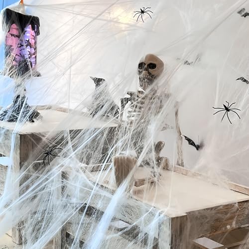 Halloween Spider Web Decorations 1000 Sq Ft with 50 Fake Spiders Indoor Outdoor
