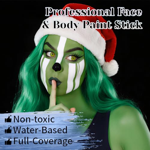 Black, White & Green Face & Body Paint Stick Set for Halloween Cosplay - 4 Pack