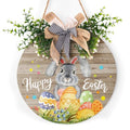 Easter Wooden Hanging Sign Welcome Wreath for Front Door - Happy Easter 12x12in - Rustic Bunny & Egg Decor - Variation: Happy Easter06
