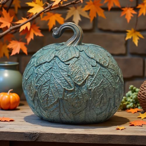 Newgreen Artificial Pumpkin Decor - 6.5 Inch Green Fall Halloween Thanksgiving