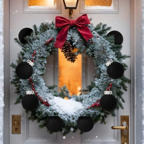Black Velvet Flocked Christmas Ornaments Set - 30PCS, 2.36 Inch
