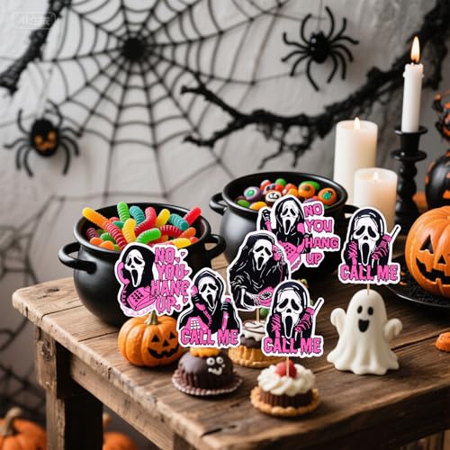 Pink Horror Movie Cupcake Toppers 24PCS Halloween Party Decor
