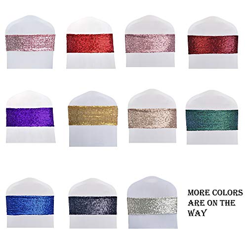 25PCS Red High Elastic Sequin Chair Sashes Bling Bling Party Decoration