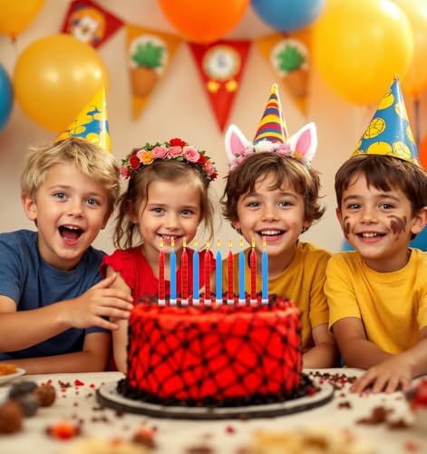 Spider Web Cake Topper Candles - 24 Pcs Spider-Man Birthday Decorations