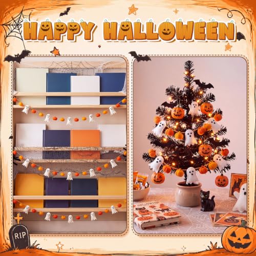 Halloween Felt Garland Set - 3D Ghost & Pumpkin Fall Decoration - Variation of THIS listing