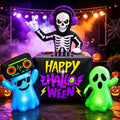 6FT Halloween Inflatable DJ Skeleton Yard Decor with Lights & Ghosts