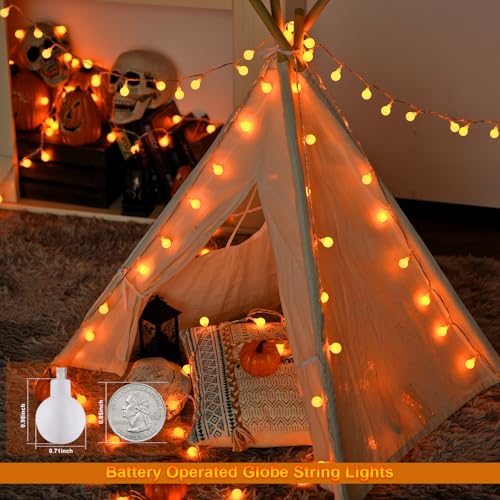 Halloween String Lights 100 LED Globe Orange Battery Operated - Variation of THIS listing