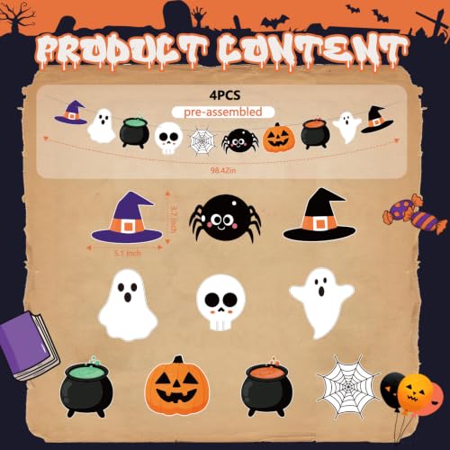 Halloween Hanging Banner Decor Black Witch Ghost Pattern Party Supplies
