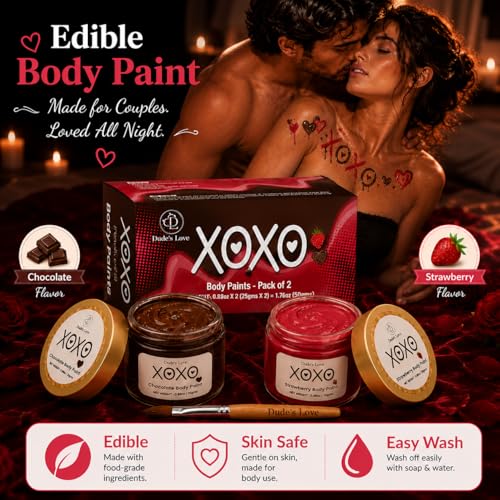 Edible Body Paint Set for Couples - Strawberry & Chocolate Flavors, Skin-Friendly, 2-Pack