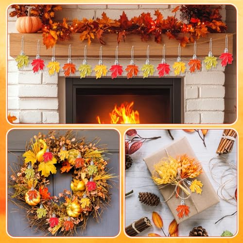 Thanksgiving Fall Maple Leaf Ornaments Set - 24 Mini Autumn Decorations
