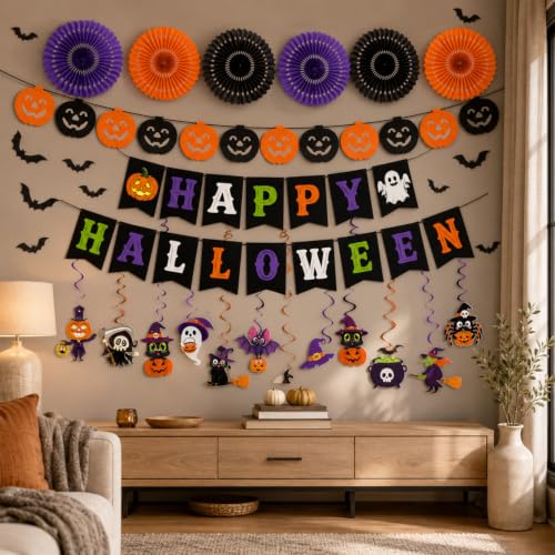 Halloween Black Party Decoration Set - 32 Pieces for Spooky Events
