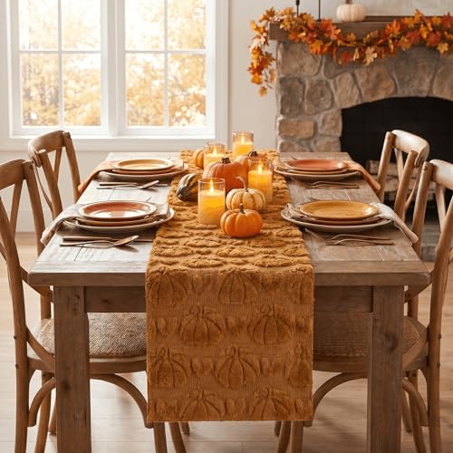 Caramel Faux Fur Table Runner 13x48 Inch - Fall Home Decor