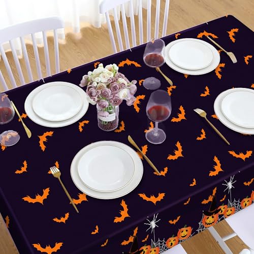 Halloween Plastic Tablecloths 54x87 Inches - Spooky Pumpkin Ghost Design, Pack of 2