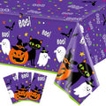 Halloween Tablecloth 3 Pack - Large Bats & Pumpkin Disposable Plastic Cover - 54x108 Inch - Halloween