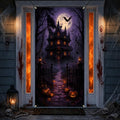 Halloween Door Cover Purple Castle Horror Party Decor - Variation 9