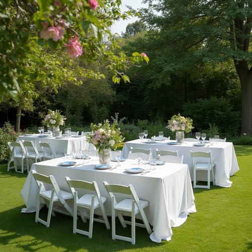 White Rectangular Table Cloths - 8 Pack 90x132 Inches for Events & Dining - Variation of THIS listing