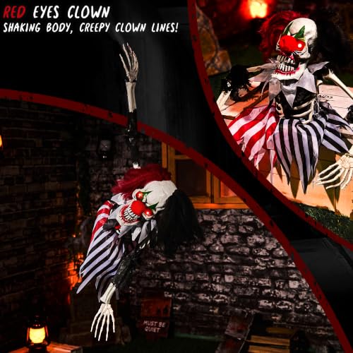Halloween Hanging Animatronic Clown Balloon - Spooky Talking Decor with Sound & Lights
