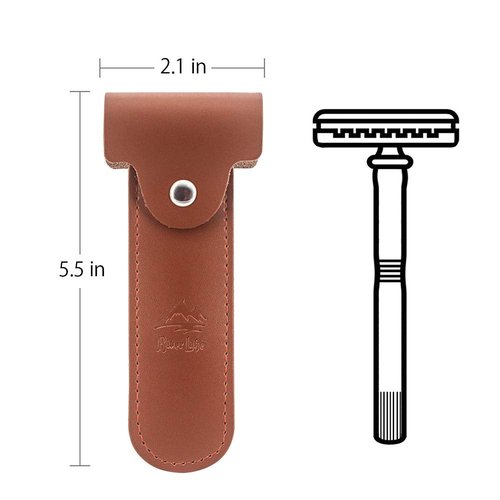 Double Edge Leather Razor Case -Genuine Leather Double Edge Safety Razor Perfect for Any Safety Razor. Keeps Your Razor and Razor Blade Safe. Extra Wide top to fit All Kinds of Razors