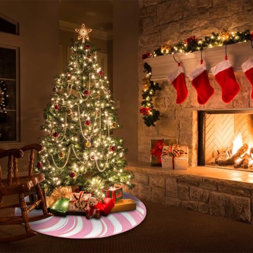 Pink Candy Christmas Tree Skirt 36 Inch Holiday Decor for Xmas Trees