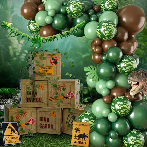 Dinosaur Party Decorations Kit - Balloons, Banner, Vines & Table Centerpieces