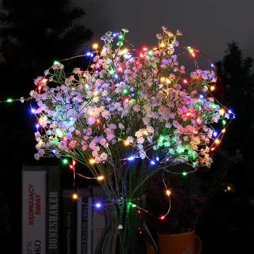 LED Fairy String Lights 16FT Battery Operated Multicolor 2-Pack - 50 LEDs, 2 Modes, Timer