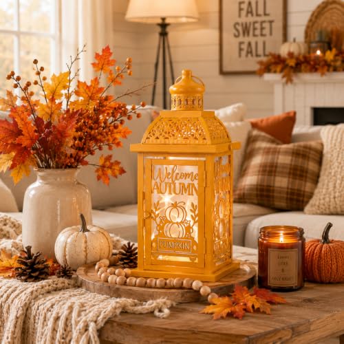 Needomo Autumn Pumpkin Lantern Candle Holder for Home & Garden Decor