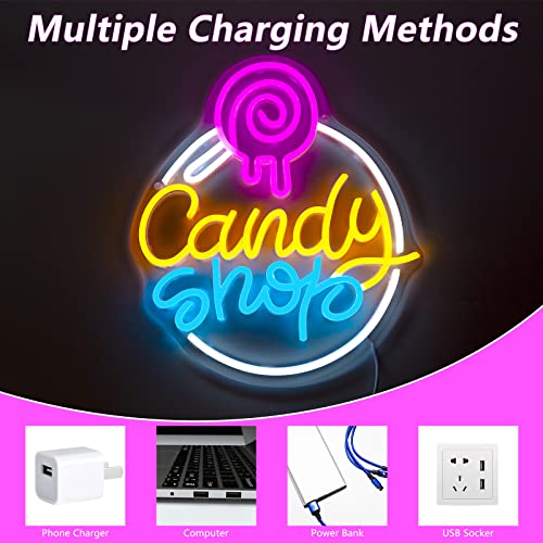 Candy Shop Neon Sign - Dimmable LED Wall Decor for Parties & Business - Candy Variation