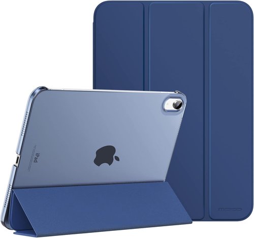 MoKo iPad Case - Slim Translucent Hard Shell for 11" (A16) & 10.9" (10th Gen) - Navy Blue, Touch ID Support