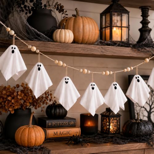Halloween Ghost Hanging Ornaments Set - 16pcs, 5.5 Inch Cute Spooky Decorations