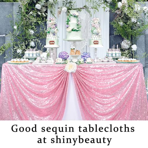 Sequin Tablecloth 60x102 Inches Pink Gold Wedding Party Overlay - Rectangular