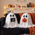 Halloween Ghost Throw Pillows - Set of 2 Soft Plush Ghost Shaped Cushions for Couch & Bed, 14 x 12 Inches