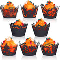 Halloween Cupcake Wrappers Set - Spiderweb Castle Laser Cut Paper 96 pcs