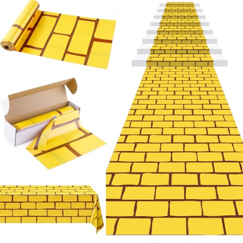 Yellow Brick Road Tablecloth Roll - 120 Ft x 54 Inch Disposable Plastic Cover with Cutter - Halloween & Wizard Party Decor - Variation: 1440" x 54"