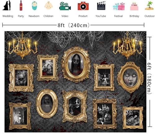 Halloween Haunted Mansion Backdrop Banner 8x6FT Gothic Spooky Photo Booth Decoration - Variation of THIS listing
