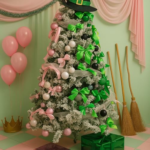108 Pcs Christmas Ornaments Set - Pink Green Bows Stars Balls & Crystals