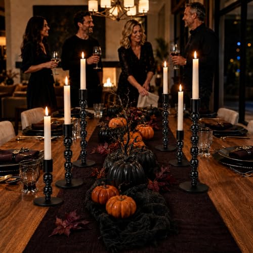 Skull Candle Holder Set - Gothic Taper Candlesticks for Halloween & Decor - Style 1 / 3
